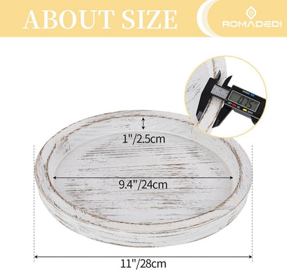 Holz Kerzentablett Deko 28.5cm Rund Landhaus Tischdeko
