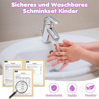 Kinderschminke Set Mädchen mit Einhorn Tasche - Waschbare Schminke für 3-12