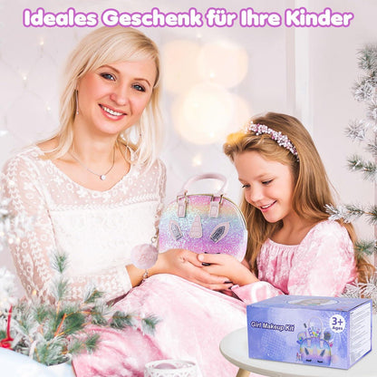 Kinderschminke Set Mädchen mit Einhorn Tasche - Waschbare Schminke für 3-12
