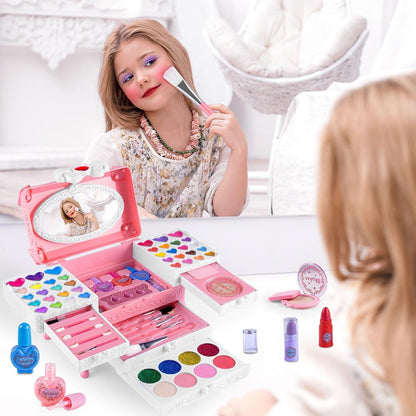 Kinderschminke Set Mädchen 66Pcs - Schminkkoffer, Makeup Waschbar Schminke Kinder, Weihnachts, Geburtstags Geschenke 3-12 Jahre