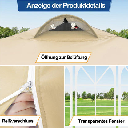 COBIZI Pavillon 3x3m Wasserdicht UV-Schutz 50+ Winterfest mit Seitenteilen
