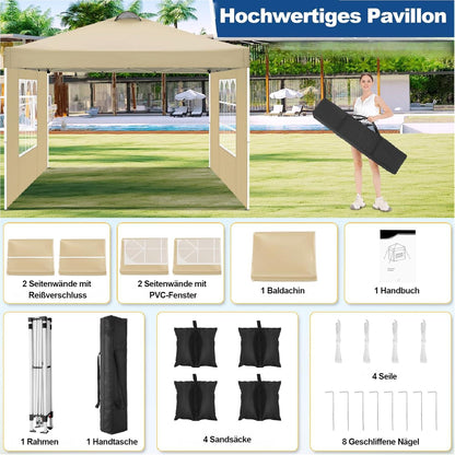 COBIZI Pavillon 3x3m Wasserdicht UV-Schutz 50+ Winterfest mit Seitenteilen