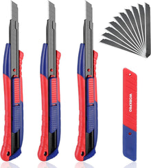 Cuttermesser Set 9mm mit Ersatzklingen SK5, 2-in-1 Profi Cuttermesser