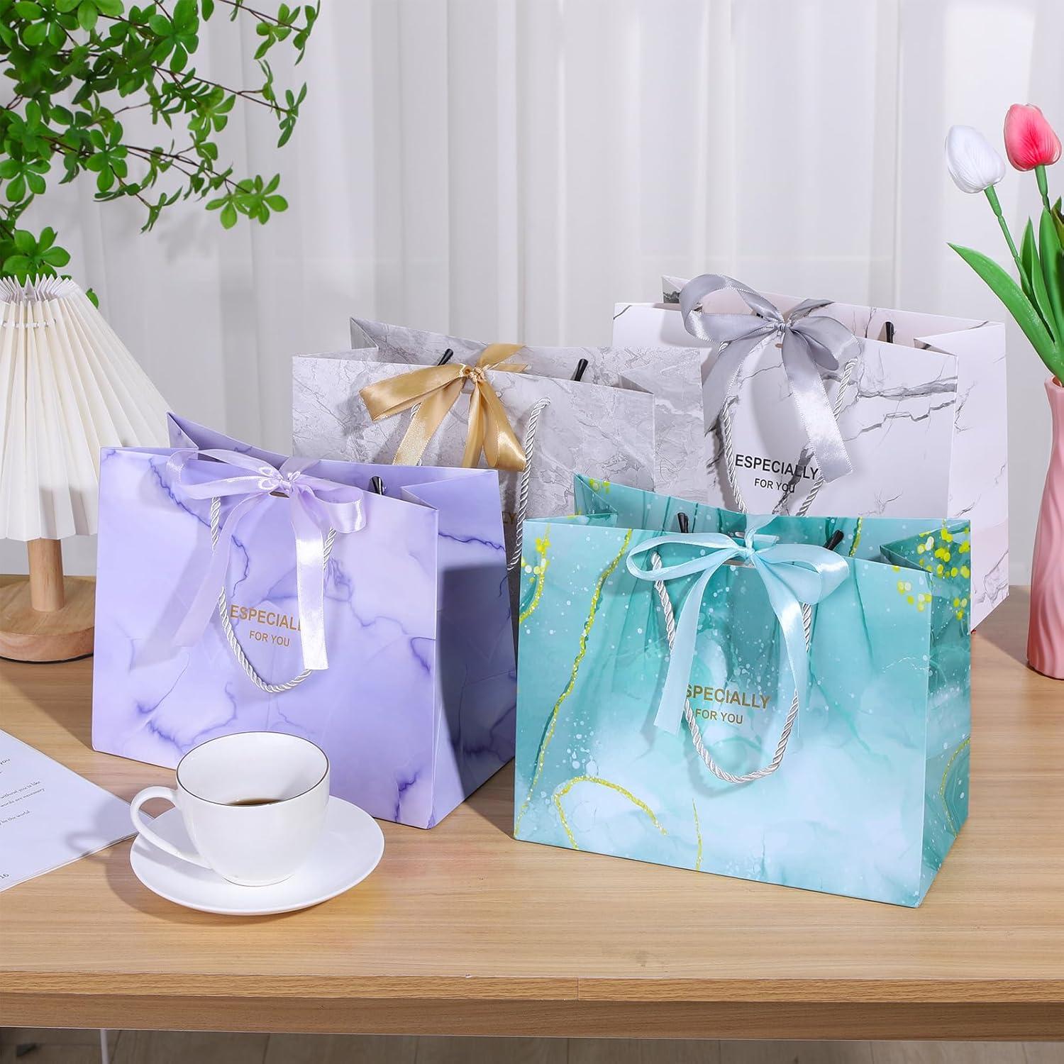 Geschenktüten 8er Set Papier 25x20x12,5cm Weihnachten Geburtstag Hochzeit