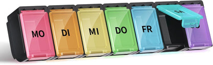 Pillendose 7 Tage Deutsch Regenbogen Tablettenbox magnetschließung