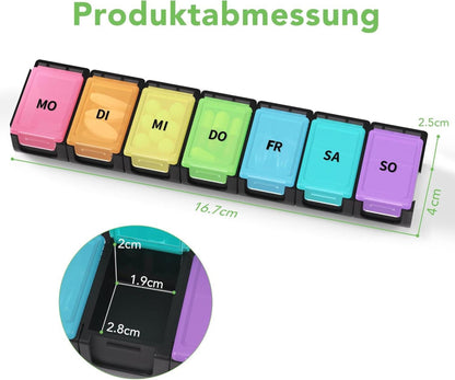 Opret Tablettenbox 7 Tage Pillendose Regenbogen Wochenbox