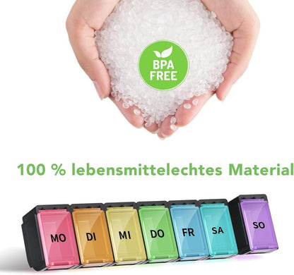 Tablettenbox 7 Tage Deutsch Pillendose Regenbogen Tabletten Organizer