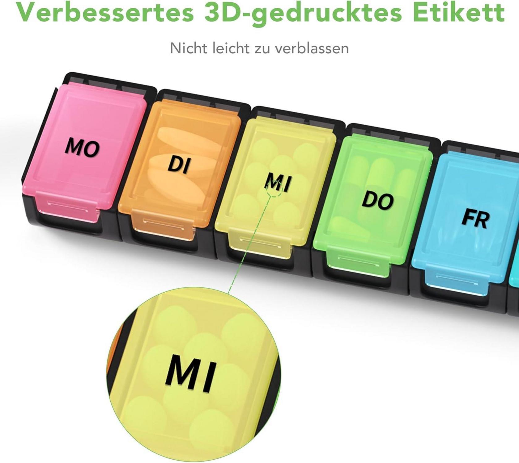 Opret Tablettenbox 7 Tage Pillendose Regenbogen Wochenbox