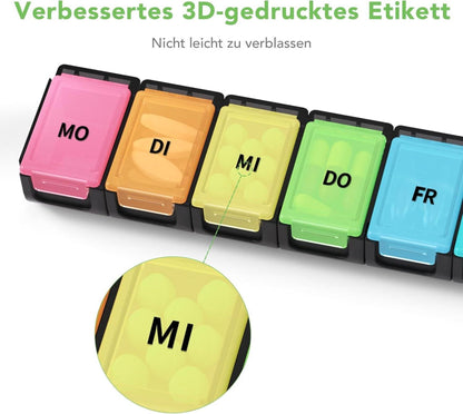 Opret Tablettenbox 7 Tage Pillendose Regenbogen Wochenbox