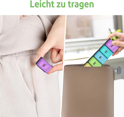 Opret Tablettenbox 7 Tage Deutsch Regenbogen Pillendose Organizer