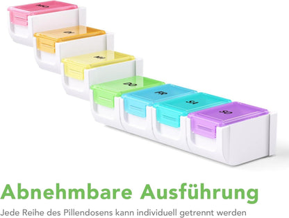 Opret Pillendose 7 Tage Deutsch - Tablettenbox Regenbogen