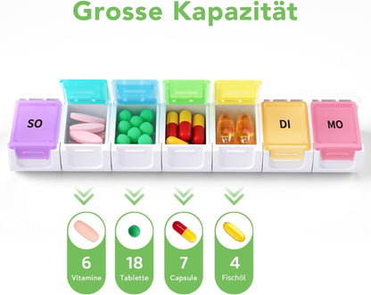 Opret Tablettenbox 7 Tage Deutsch Pillendose Regenbogen halten organiserbar