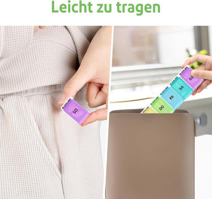 Opret Tablettenbox 7 Tage Deutsch Pillendose Regenbogen halten organiserbar