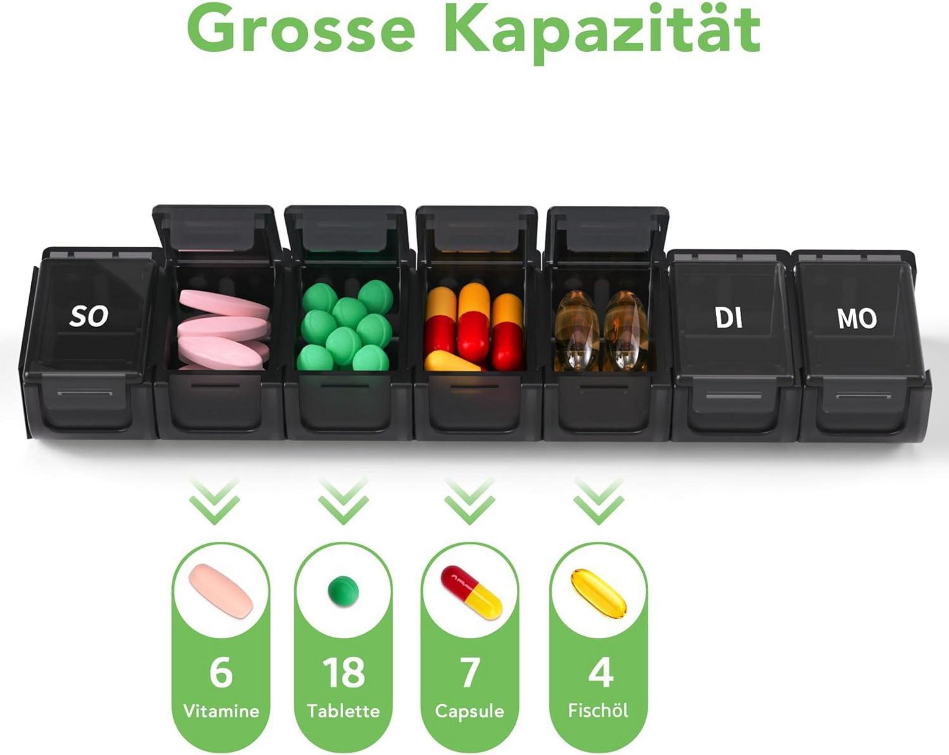 Opret Tablettenbox 7 Tage Regenbogen - Pillendose Deutsch Organizer