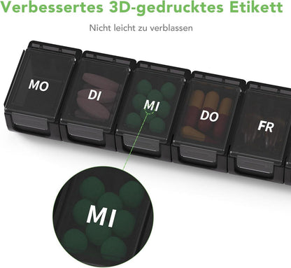 Opret Pillendose 7 Tage Regenbogen Deutsch Tablettenbox Organizer