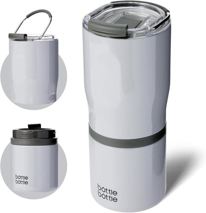 Isolierter Edelstahlbecher mit Griff, 2 Deckeln, 625ml - 2-in-1