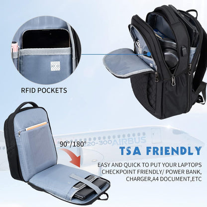 KROSER Laptop Rucksack 17.3 Zoll USB-Anschluss Multikompartiment