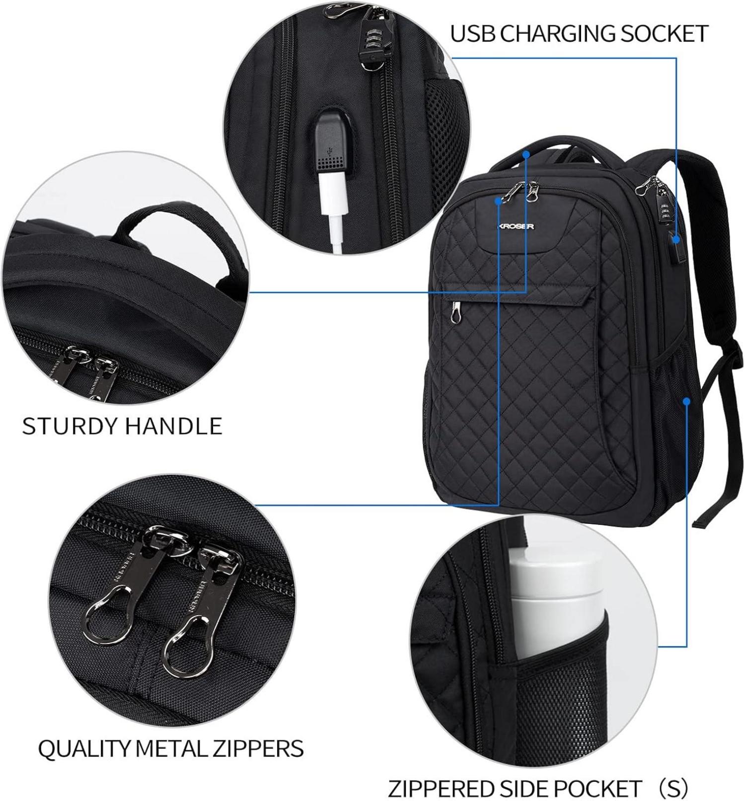 Laptop Rucksack 17.3 Zoll USB Multifunktion Wasserdicht Schwarz