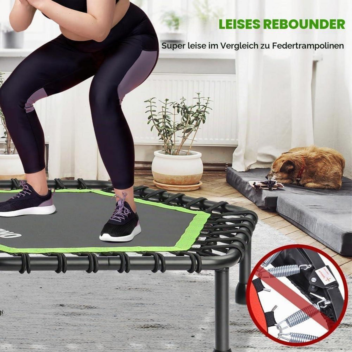 Fitness Trampolin mit Griff – Leise & Gelenkschonend