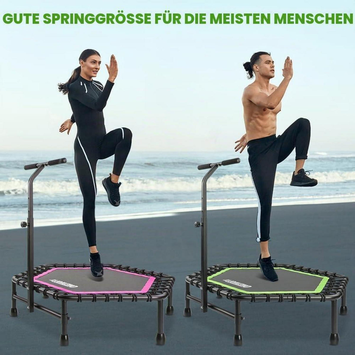 Fitness Trampolin mit Griff – Leise & Gelenkschonend