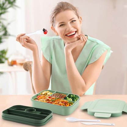 Lunchbox mit Besteck, 2000ml Bento Box für Erwachsene, Auslaufsicher