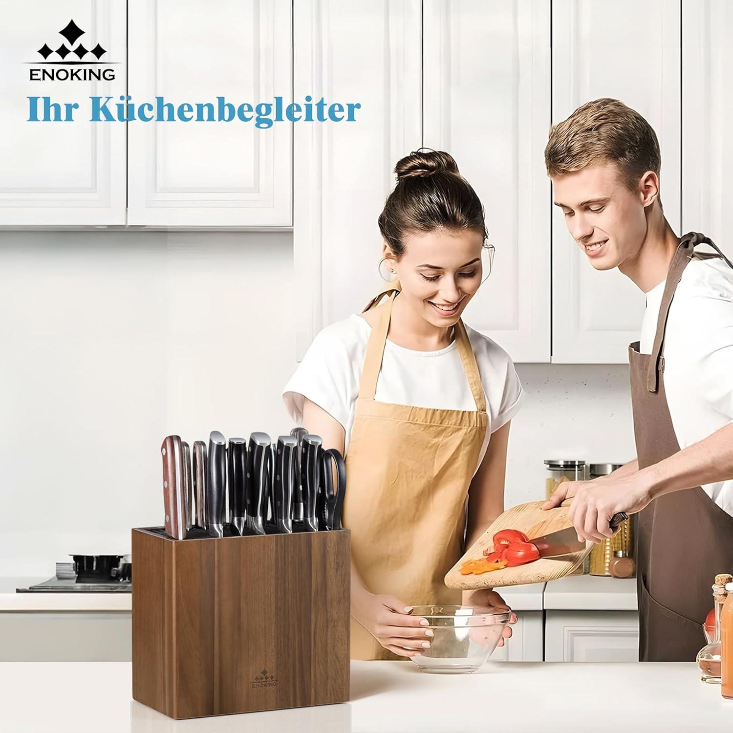 Messerblock Akazienholz Universal mit Kunststoffdeckel, hochwertiger