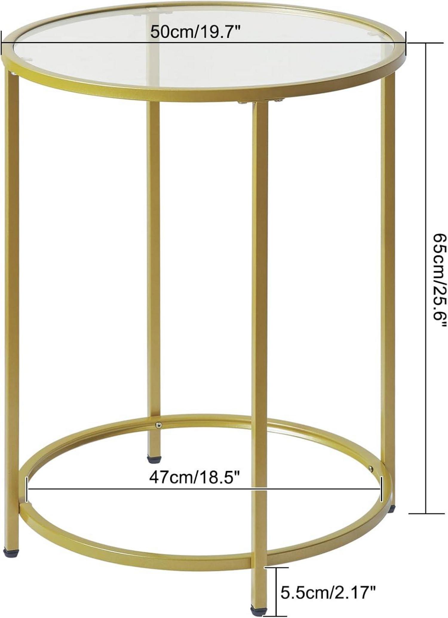 Runder Beistelltisch aus Glas und Metall, 50 x 65 cm