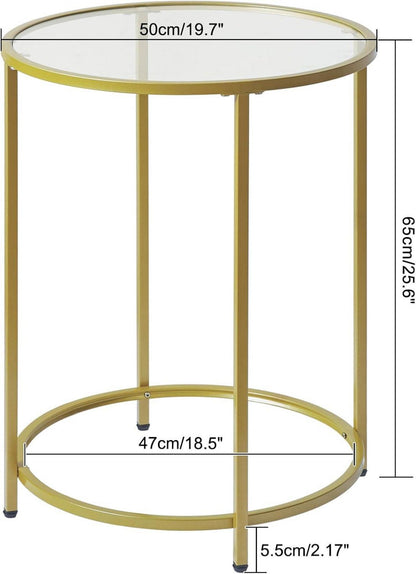 Runder Beistelltisch aus Glas und Metall, 50 x 65 cm