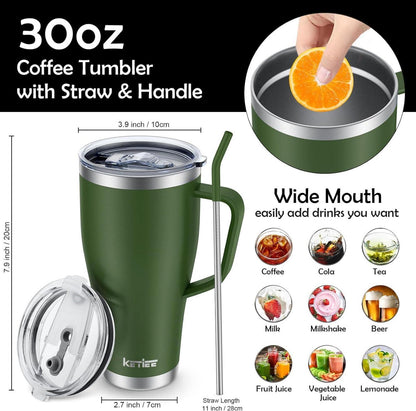 Thermobecher 850ml mit Strohhalm und Deckeln, Kaffeebecher to