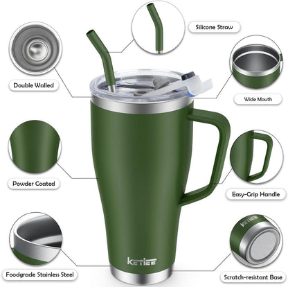 Thermobecher 850ml Strohhalm Deckel 30oz Edelstahl Isolierbecher Heißer Kalter