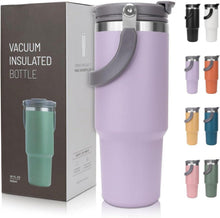 Thermobecher 900ml Isolierbecher Strohhalm Deckel Edelstahl Warm