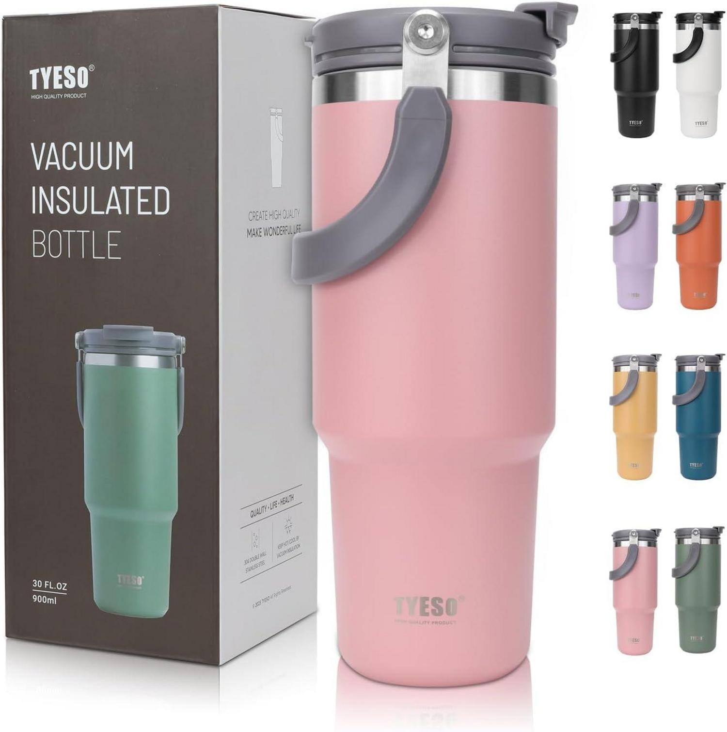Isolierbecher Edelstahl Thermobecher 900ml Strohhalm Deckel
