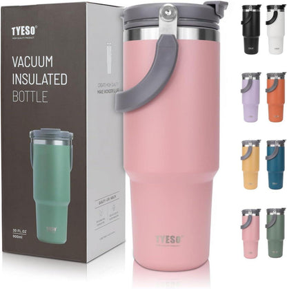 Isolierbecher Edelstahl Thermobecher 900ml Strohhalm Deckel