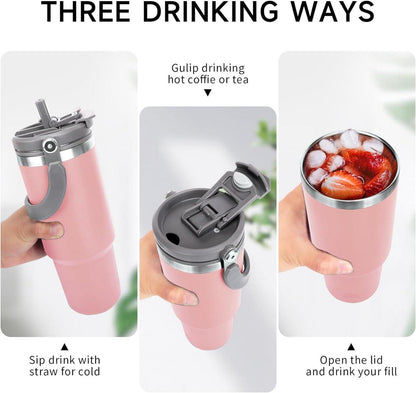 Thermobecher 900ml Rosa Edelstahl Isolierter Trinkbecher