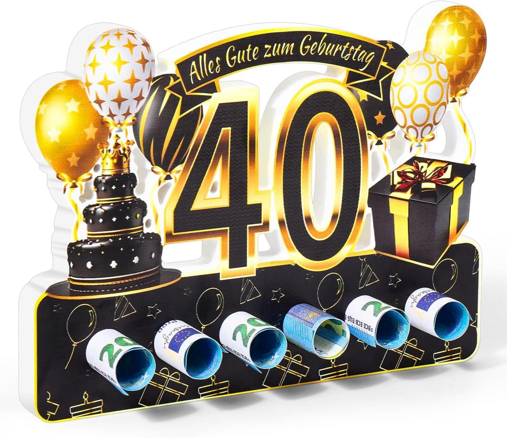 Personalisiertes Geschenk 40. Geburtstag Holzschild mit Luftballons