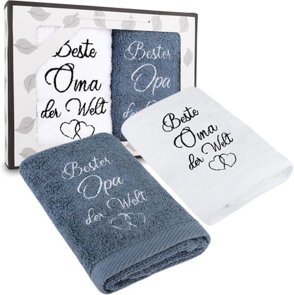 Handtuch Geschenk für Großeltern Bestickt Weltbeste Oma Opa