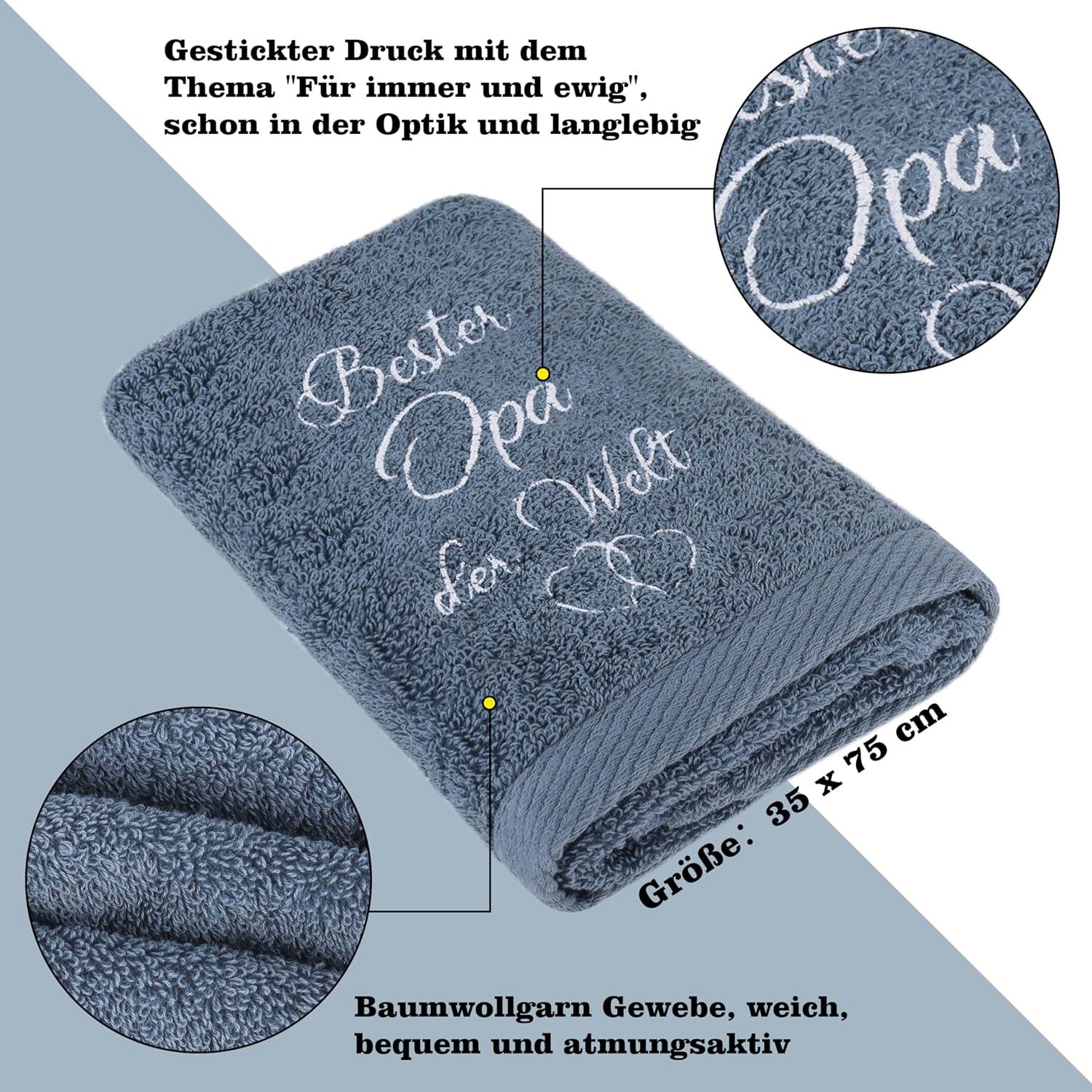 Handtuch Geschenk für Großeltern Bestickt Weltbeste Oma Opa