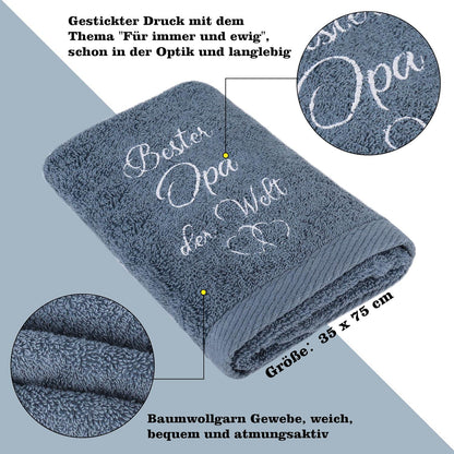 Handtuch Geschenk für Großeltern Bestickt Weltbeste Oma Opa