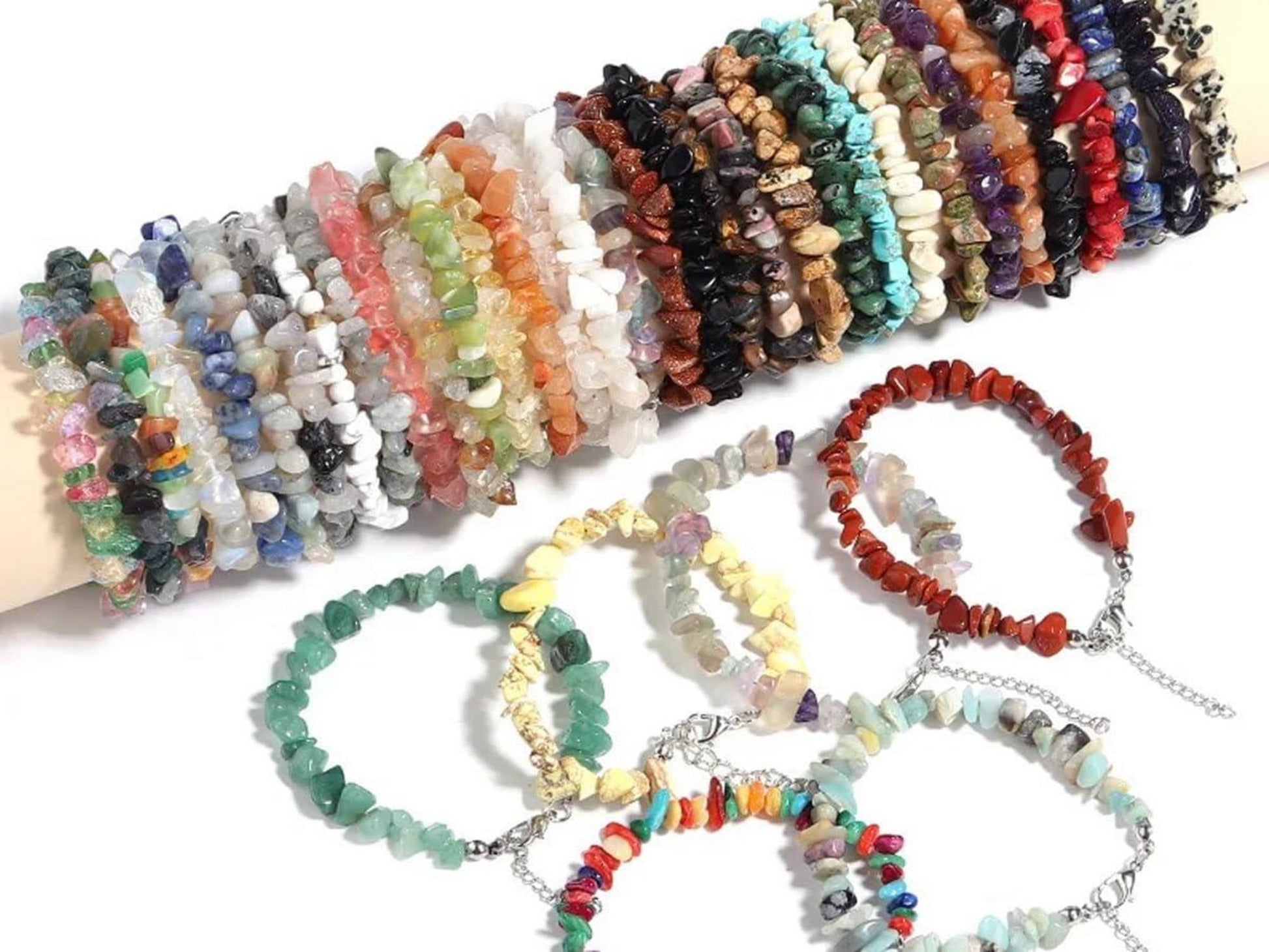 XIANNVXI 400pcs Edelsteine Perlen Auffädeln Kristalle Naturstein Armbänder Schmuck DIY 5-8mm