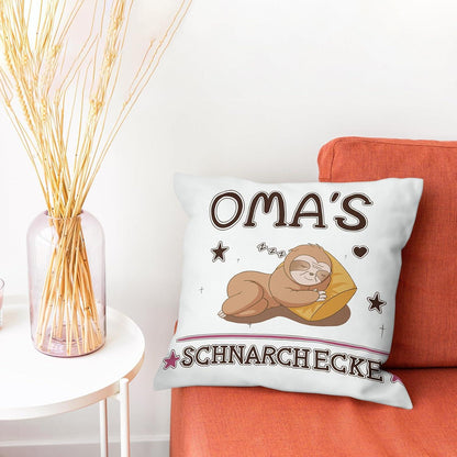 Kissenbezug 45x45 cm Weiß Oma Faultier Geschenk mit Taschen
