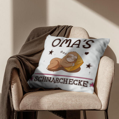 Zierkissenbezug Oma Geschenk Weiß 45x45 cm mit Taschen Faultiermotiv
