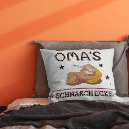 Kissenbezug 45x45 cm Weiß Oma Faultier Geschenk mit Taschen