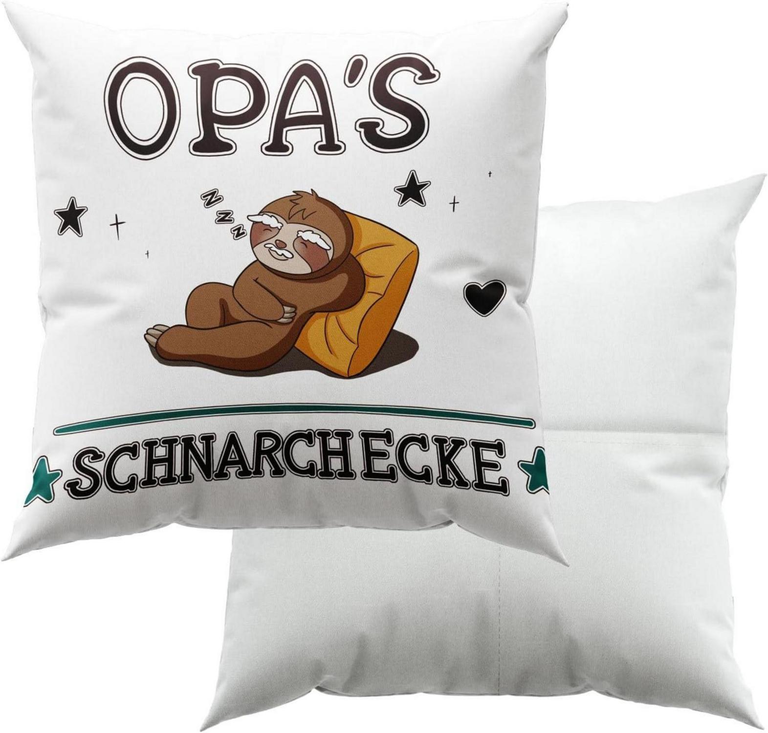 Zierkissenbezug Opa Faultier 45x45cm Weiß mit Taschen