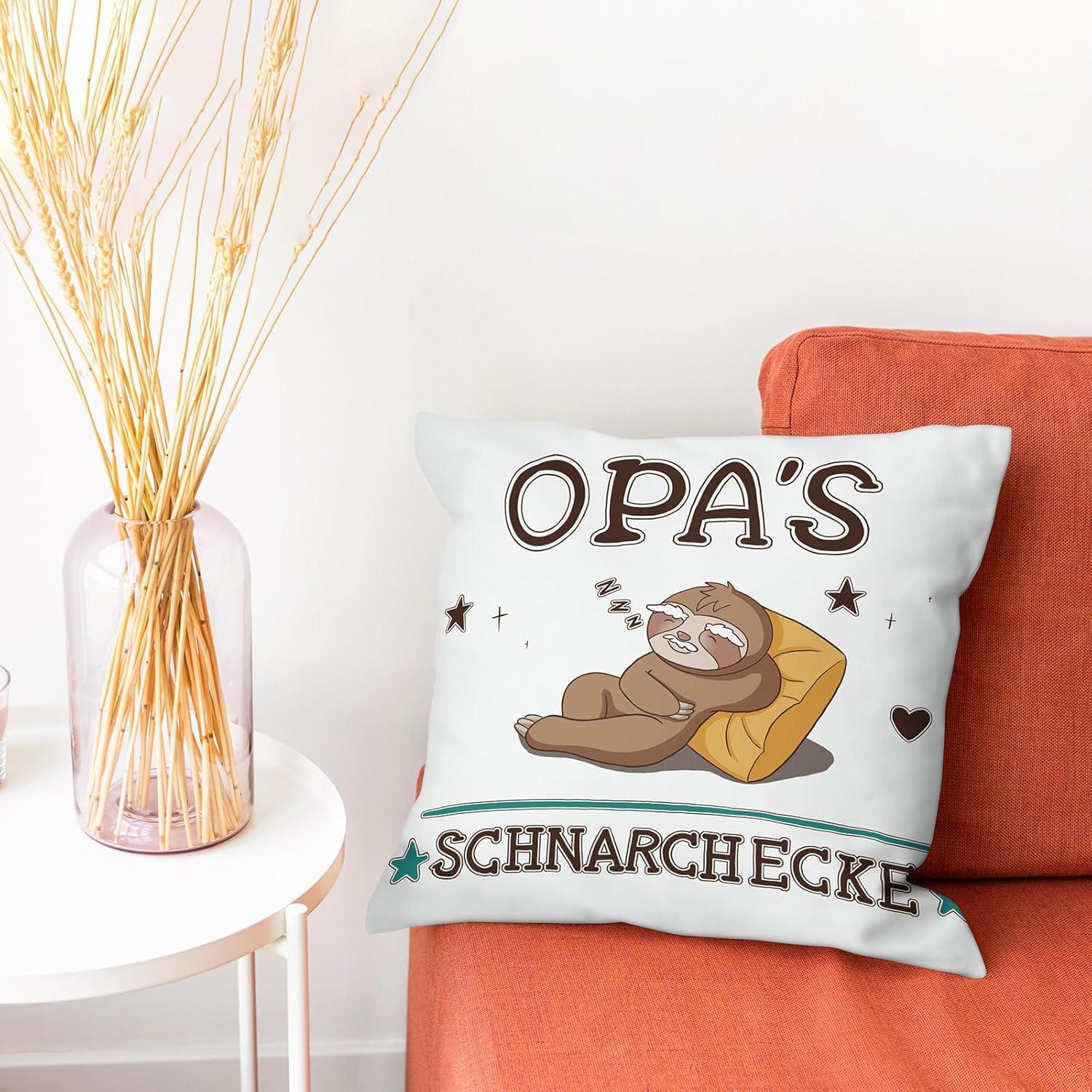 Kissenbezug Opa Faultier Weiß 45x45 cm Geschenk Weihnachten Geburtstag