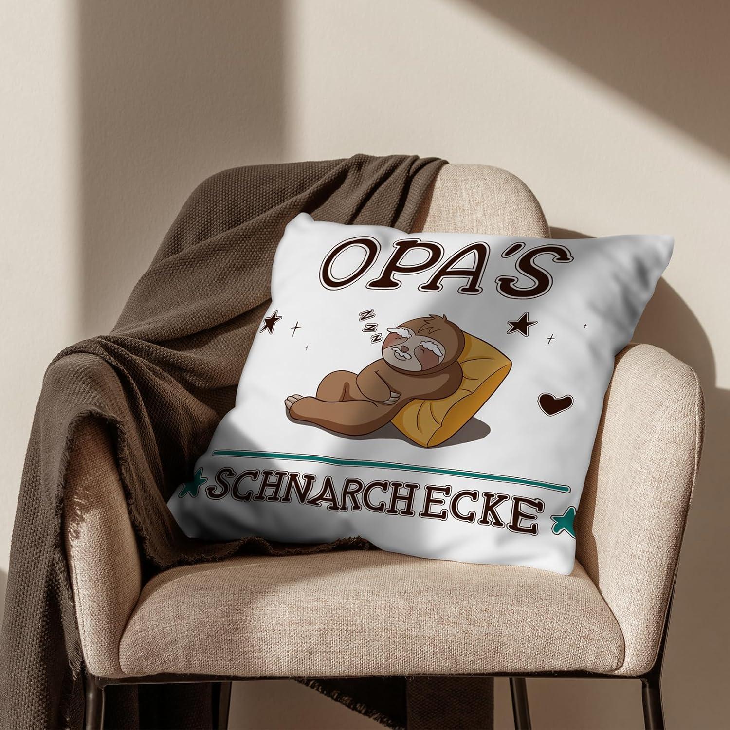 Zierkissenbezug Opa 45x45 cm Weiß mit Taschen Faultier-Muster