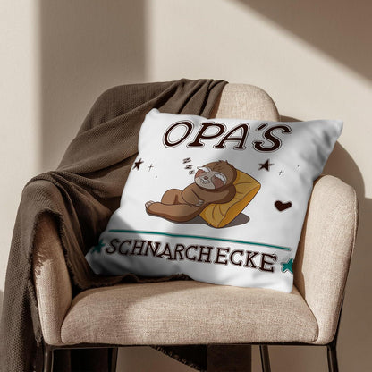 Zierkissenbezug Opa 45x45 cm Weiß mit Taschen Faultier-Muster
