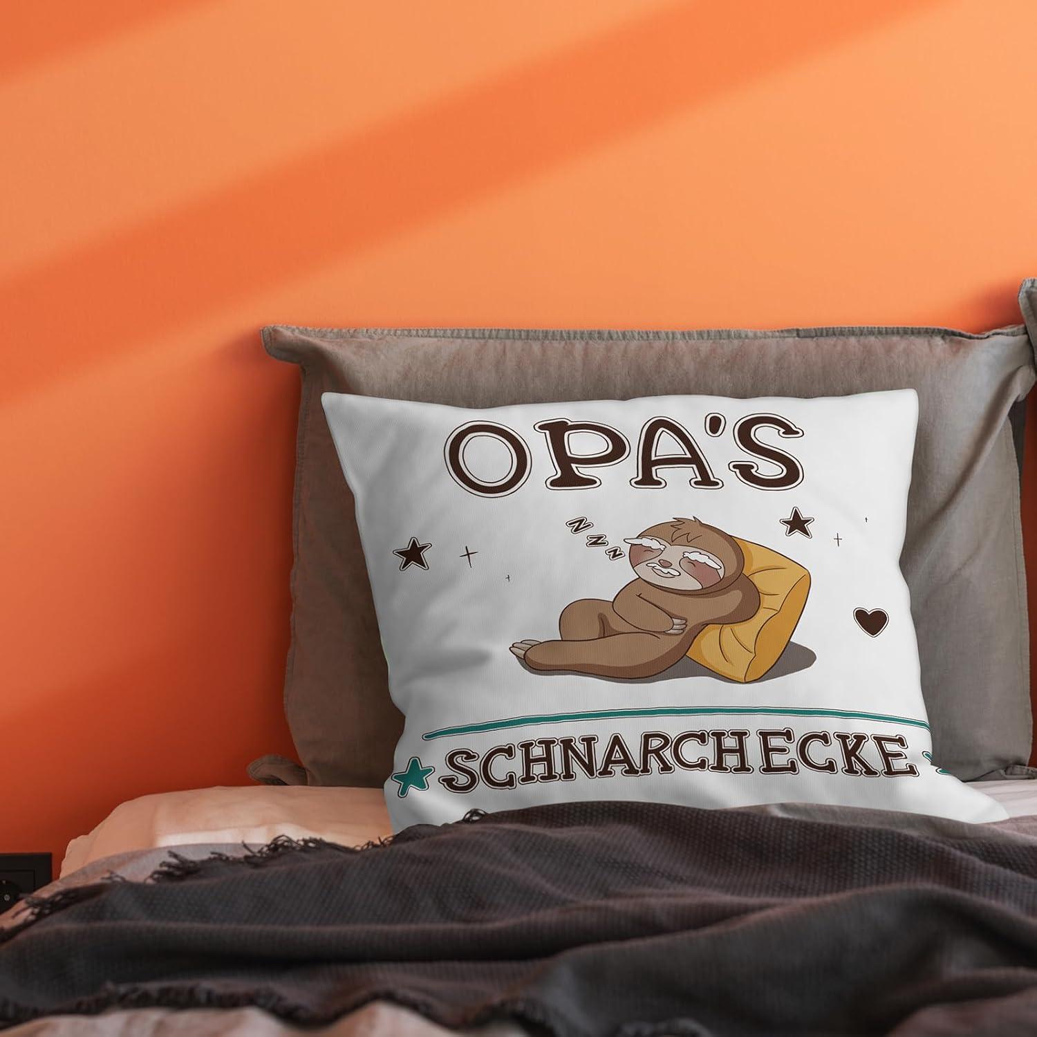 Kissenbezug Opa Faultier Weiß 45x45 cm Geschenk Weihnachten Geburtstag