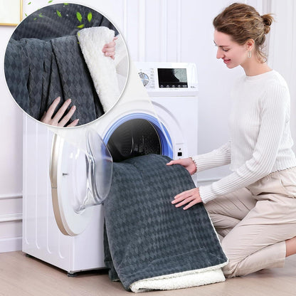 Flauschige Decke 200x230cm Kuscheldecke Sherpa Wohndecke