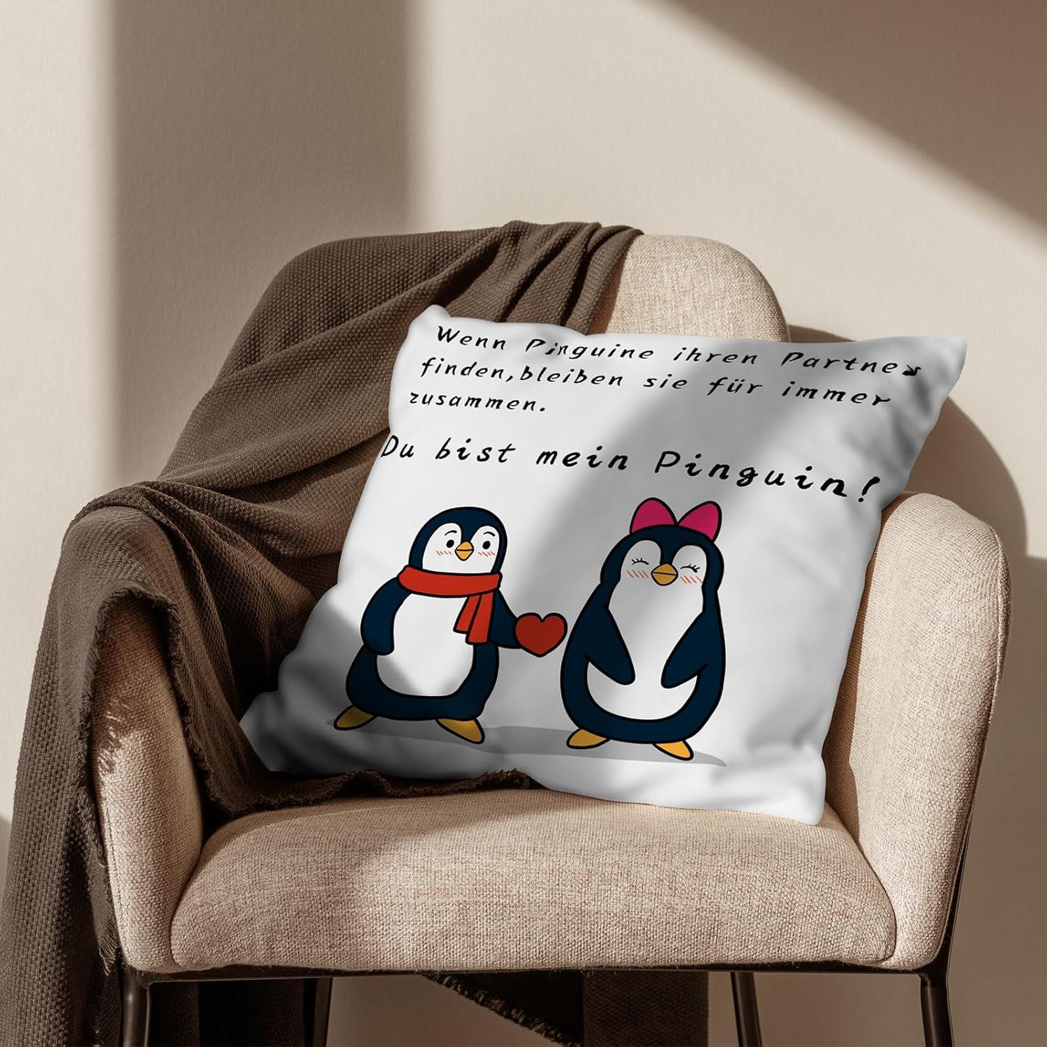Pinguin Geschenk Kissenbezug Hochzeitstag Valentinstag Weihnachten