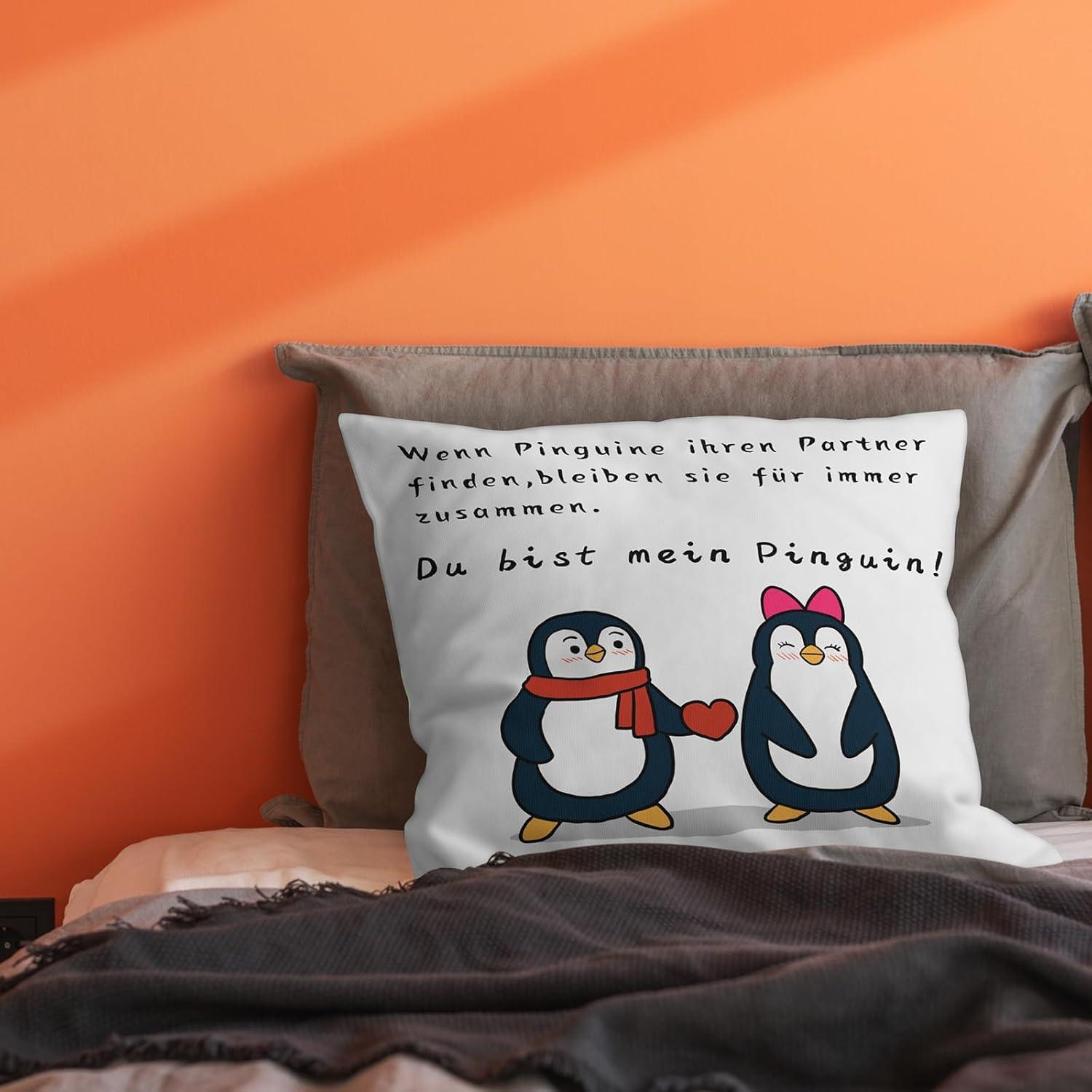 Pinguin Kissenbezug Hochwertiges Geschenk Valentinstag Weihnachten 45x45cm